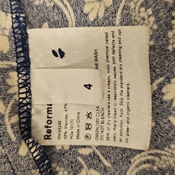 💕REFORMATION💕 Gavin Dress ~ Monterey Navy Blue Floral Print 4 - Picture 16 of 16